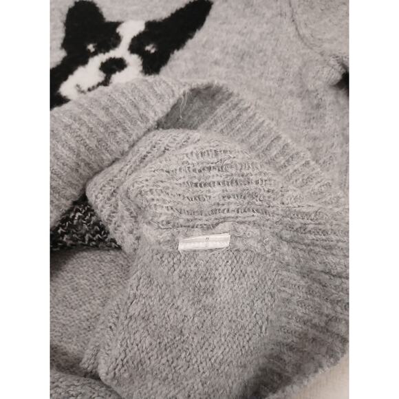 Bulldog Frenchie Dog Sweater Sz S Gray Novelty Long Sleeves Cottage Whymsical - Picture 9 of 10